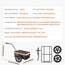 Remolque de carga para bicicletas, capacidad de carga de 88 libras, carrito para bicicletas de alta resistencia, almacenamiento compacto plegable con enganche universal, cubierta impermeable, ruedas de 16 pulgadas, reflectores seguros, se adapta a ruedas de bicicleta de 24 a 28 pulgadas - 88 libras - Ver 7