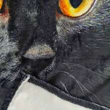 1 Super Soft Black Cat Print Flannel Blanket - Cozy Multi-Use Blanket For All Seasons Of Warmth - Perfect Nap Blanket And Luxurious Gift For Sofa, Bed, Camping And Travel - Black - View 5