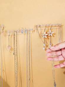 Supporto da parete per gioielli, organizer da parete per gioielli durevole con ganci, appendicollo trasparente per collane, gancio multifunzione salvaspazio per organizzare gioielli, appendicollo per collane per bagno, camera da letto, scuola, dormitori, casa, boutique, specchiera, per orecchini, anelli, bracciali, accessori, scaffale espositore, torre portaoggetti, elementi essenziali da viaggio, decorazione autunnale, ritorno a scuola