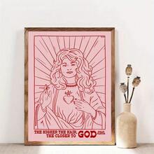 Dolly Parton & Virgin Mary Canvas Art Print - Unframed, Waterproof Wall Decor With Religious Quotes, Perfect For Bedroom, Living Room, Office, Or Dorm - Multicolor - View 1