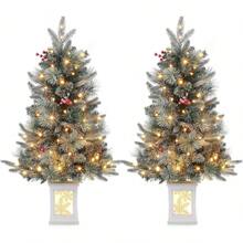 Mini árbol de Navidad de 3 pies con 78 luces LED blancas cálidas de alta calidad, 8 modos de árbol de pino de Navidad para decoración de Navidad, decoración de fiestas, hogar, oficina, base de alce - Verde - Ver 1