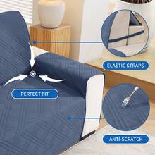 YSTYLE Single-Seater Sofa Cover With Armrests, Reversible Cat-Friendly Scratch-Resistant Couch Cover, Double-Sided Quilted Sofa Cover, Universal Sofa Cover - Gray Blue + Light Gray - View 4