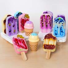 蒙特梭利木制玩具，仿真食物套装，过家家甜点架厨房游戏，冰淇淋冰棒可拆卸角色扮演玩具，培养技能，亲子活动，儿童生日礼物 - 彩色 - 查看 11