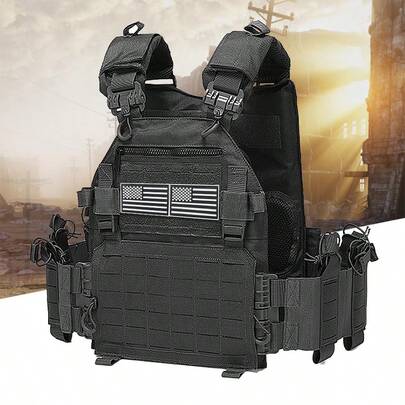 Áo vest săn bắn tháo lắp nhanh một nút, có thể mở rộng và tháo rời, đục lỗ bằng tia laser, chống mài mòn và rách, thích hợp cho các hoạt động và thể thao ngoài trời