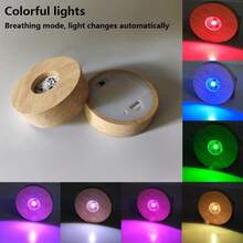 Round Regular 3AAA Battery Box/Crystal Solid Wood Luminous Base Diffusion Board DIY Resin Night Light Small Wine Bottle Ornament LED Small Night Lamp Seat Christmas Halloween New Year's Day Indoor Festival Party Atmosphere Decoration - 8CM - View 13