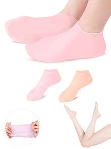 1pc Silicone Moisturizing & Soothing Sock, Reusable Aloe Vera Sock, Overnight SPA Sock, Anti-Slip Gel Heel Socks Suitable For Dry Skin & Rough Feet Of Men And Women, Home Foot Care (Buy 2 For This Item) - Multicolor - View 3