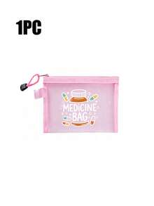 女士化妆品和药品收纳包 - 药房主题拉链旅行箱，带药瓶设计，红色气垫收纳便携式收纳包，化妆包，护肤包，旅行必需品，宿舍用品，轻便化妆包，大容量化妆包，旅行洗漱包，耐用拉链开合，护理必需品，可折叠收纳，护理学生用品 - 彩色 - 查看 14