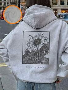 Tween Girl Graphic Print Thermal Lined Sweatshirt, Warm & Comfortable For Autumn/Winter - Grey - View 8