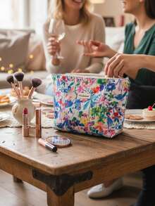 Portable Makeup Bag |Cosmetic Bag | Travel Bag |Travel Supplies| Large Strip Cosmetic Makeup Bag For Girls | Sweet Storage Bag | Teen Girl Gifts Stuff | Summer Makeup Bag For Women | French Style Cosmetic Bag Makeup Supplies, Makeup Tools, Storage Bag, Christmas Gifts, Pouch, Gifts Pouch / Small Handbag, Makeup Organizer, Mini Pouch, Large Capacity Pouch, Pocket, Women's Clutch, Gifts Christmas Gift Ideas For Women - Multicolor - View 9