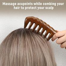 Sandalwood Wide Tooth Hair Comb, Thicken Wooden Wide Tooth Combs For Curls Large Natural Sandalwood Wood Comb With Storage Bag Wooden Hair Combs For Head Scalp Massage For Women Men-FUNALING - 1 - 查看 4