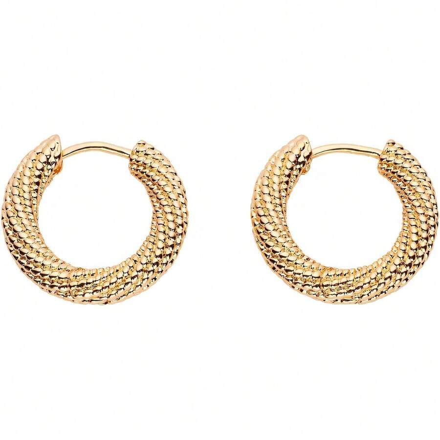 Huggie Hoop Earrings Women 18 K Gold Hoop Earrings Twisted Rope Round Hoop Earring Simple Minimalist Jewelry - 1 - Xem 1