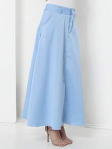 Tailored Skirt With Belt Loops (Without Belt) Code: 3010 - Baby Blue - View 5