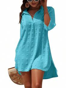 Women's Swimsuit Cover - Ups White Chiffon Bikini Swimwear Beach Dress Outfits Summer 6HQS - Fluorescent Blue - 查看 12