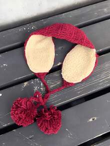 1 Pair Of Women's Cute Knitted Ear Muffs, Padded Ear Protection Design, Strap Style, Suitable For Fall And Winter Warmth Scene White Ear Muffs