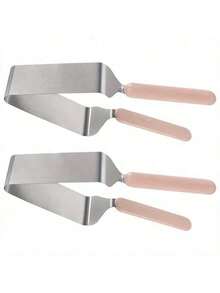 1pac Cake Cutter, Stainless Steel Cake Knife And Server With Double Handle, Adjustable Cake Slicer For Cake Server, Pie Server, Cake Cutting Set For Wedding - 粉色 - 查看 2