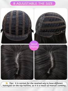 SHUDUO 1 件合成耐热直发假发，黑棕色，中分，纤维制成，适合日常使用，自然逼真（不含配件） - Dark Brown - 查看 7