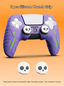 2个硅胶摇杆帽，兼容PlayStation4/PlayStation5/Switch Pro手柄，游戏配件 - 摇杆帽，PlayStation5手柄摇杆帽，提升FPS游戏体验，PlayStation4/PlayStation5手柄高性能摇杆帽，蜘蛛图案，紫色图案