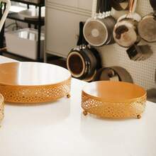 3 Pieces White/Golden Cake Stand Set, 8/10/12 Inch Round Metal Dessert Display Stand Decorative Cake Holder Cupcake Pastry Candy Display Plate For Wedding, Party, Birthday, Event - Vàng - Xem 5