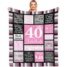 40/50/60. Geburtstag Frau, 40/50/60.TER Geburtstag Frau,150x130CM Geschenke zum 40/50/60 Geburtstag Frauen, Lustige Geburtstagsgeschenk für Frauen 40/50/60 Jahre Mama Oma, Deko 40/50/60 Geburtstagsgeschenk Decke - Pink - Übersicht 2