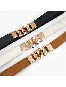 1条/3条/套 多色组合腰带，黑色腰带，女士弹力腰带，适合搭配连衣裙，复古金属扣弹力腰带，纤细腰带，百搭，适合日常、约会、商务、外套、连衣裙等场合。 - 彩色 - 查看 7