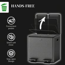 HOMCOM Dual Kitchen Garbage Bin, 2 X 4 Gallon (2 X 15 L) Trash Can With Foot Pedal, Soft-Close Garbage Can With Removable Inner Buckets, Fingerprint-Proof For Kitchen, Black - 黑色 - 查看 5