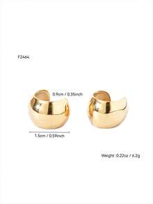 TONSI 1 Pair Elegant Chic Punk Minimalist Geometric Circle Stainless Steel 18K Gold Plated Clip-On Earrings, Suitable For Work, Daily, Party, Gift For Friends, Family, Colleagues - Multicolor - View 15