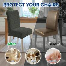 YSTYLE Chair Covers With Backrest 2/4/6 Pieces, Stretch Chair Covers, Living Room Kitchen Chair Covers, Universal Cat Scratch-Resistant Chair Cover, Modern Stain-Resistant Chair Cover - Hijau Tentara - View 6