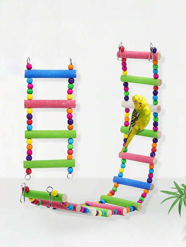 1 pièce Échelle d'escalade mate et colorée pour perroquet, disponible en plusieurs longueurs, échelle d'escalade mate et colorée pliable, fournitures éducatives pour oiseaux, accessoires de cage à oiseaux, jouets pour perroquets (toutes les couleurs d'accessoires assemblées au hasard)