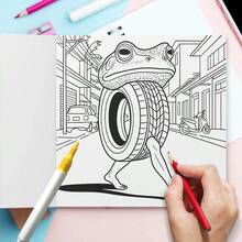 1pc Adult Coloring Book, Brain Rot Coloring Book: The Ultimate Meme Gift, Designed For Gen Z And Alpha Humor Enthusiasts, Includes 24 Named Viral Character Designs. (Pens Not Included) - Single Piece - View 4