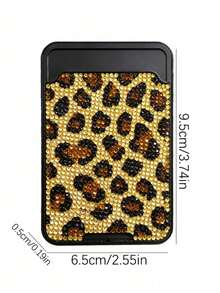 Stylish Luxury Leopard Print Sparkling Diamond Minimalist Universal Adhesive Phone Back Card Holder Bag, Phone Back Wallet Pocket,Compatible With Most Smartphones And Protective Cases,Sparkling Rhinestone Travel Accessories,Suitable For Men And Women, Couples, For Daily Use,Dating, Festival, Back To School, Summer, Vacation, Travel, Commuting,Birthday Gift, Holiday Gift, Thoughtful Gift For Mother'S,Practical Gift
