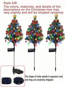 4/2/1 paquets Arbre de Noël solaire lumineux extérieur Arbre de Noël pré-éclairé 2 modes clignotants Arbres de Noël solaires avec lumières LED pour vacances, porche, jardin, patio, cimetière, allée