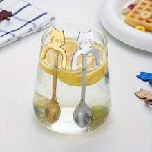 2/3件套可爱不锈钢猫形茶匙套装 - 耐用迷你冰淇淋和甜点勺 - 送给爱猫人士的理想礼物和趣味厨房用具 - 彩色 - 查看 7