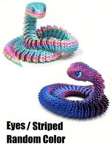 1/2/3/4/5件装新颖可动关节3D打印蛇形摆件，内含惊喜蛋，色彩缤纷，可作家居办公装饰桌面摆件，适用于各种房间装饰，可作雕像、桌面摆件、解压玩具、减压玩具，也是复活节、万圣节、圣诞节、感恩节、派对礼品的理想之选。 - 彩色 - 查看 26