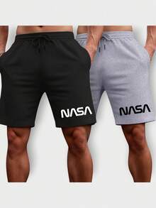 Kit 2 Bermudas Masculina Short Academia Moletom com Bolso Confortável Verão Esportes  Street Confortável P M G GG G1 G2 G3 Entrega Rápida - Preto-Cinza - Visão 1