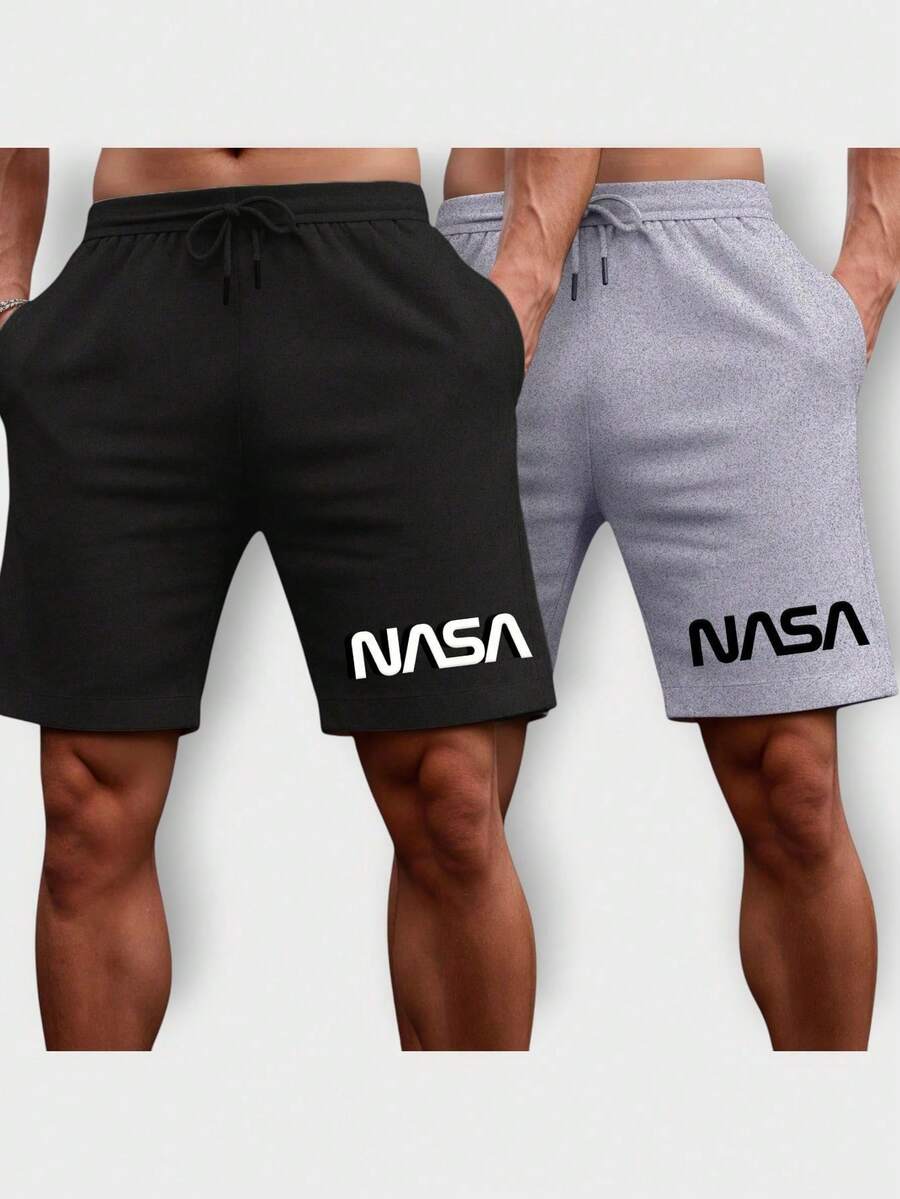 Kit 2 Bermudas Masculina Short Academia Moletom com Bolso Confortável Verão Esportes  Street Confortável P M G GG G1 G2 G3 Entrega Rápida - Preto-Cinza - Visão 1