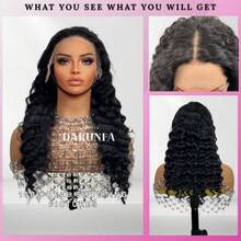5x5 Put On And Go Deep Wave Glueless Wig For Women With Baby Hair 180% Density 13x4 HD Transparent Frontal Jerry Curly Lace Front Wigs Brazilian Virgin Blended Hair Wig Suitable For Daily Use Elegant Style On - Natural & Black - View 4