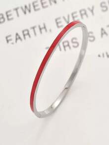 1条彩色珐琅手链，3毫米纤细不锈钢简约浪漫女士手链，永不褪色 - 3mm銀色 - 查看 2