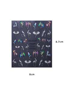 2 Adesivos de Unhas com Relevo de Dragão Voador Legal - Elementos Decorativos de Natal, Ano Novo e Ano Novo em Degradê de Cores, Design de Arte de Dragão Voador e Morcego Legal, Adequado para Uso Diário, Casamento e Festivais de Mulheres, Adesivos de Unhas Descartáveis e Adesivos de Decoração de Unhas de Estilo Chinês Fáceis de Colar