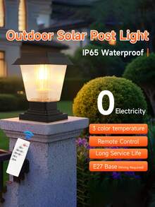 CANMEIJIA Đèn LED năng lượng mặt trời chiếu lối đi, đèn cột năng lượng mặt trời, đèn LED trụ ngoài trời, chống nước IP65 với chức năng hẹn giờ và điều khiển từ xa, ánh sáng có thể điều chỉnh, trang trí nhà cửa theo phong cách cổ điển, dễ dàng lắp đặt cho vườn, bãi đậu xe, hành lang, hiên nhà, ban công, bồn hoa, ngã tư, cắm trại, bàn ngoài trời, lối đi. - Đèn cột năng lượng mặt trời có độ sáng thay đổi và điều khiển từ xa - Xem 4