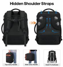UKEIN 5PCS Travel Backpack Carry On Backpack 42L Flight Approved, Expandable Laptop Backpack With Packing Cubes & Shoe Pocket, Water Resistant Luggage Backpack For Men Women, TSA Approved, Large Backpack - 黑色 - 查看 3