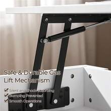 Butterslay 1PC Rustic Lift-Top Coffee Table, Center Table With Hidden Compartment & Open Shelf, Space-Saving Side Table For Living Room, Reception Room, Office - trắng - Xem 4