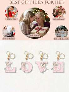 1 Stück Ballerina Mädchen Brief umkehrbarer Acryl Schlüsselanhänger für Mädchen, Kopfhörer Anhänger Zubehör, Taschen Anhänger Auto Schlüsselanhänger Geburtstagsgeschenke für Klassenkameradin Freund Kollege Brief Schlüssel Kettenanhänger