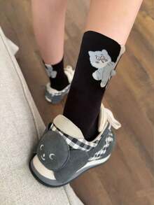 1/3/6 双装（随机发货）男女通用时尚卡通 3D 猫球中筒袜，欧美趣味配对 - 彩色 - 查看 4