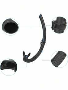 1支干式呼吸管，适用于浮潜、水肺潜水、自由潜水、游泳、潜水面罩和呼吸管，黑/白成人水下呼吸管潜水游泳配件