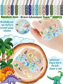 700PCS/300PCS/70PCS Colorful Cute Adhesive Tape, Adhesive Flexible Hemostatic Patch, Waterproof Breathable Adhesive Tape, Good Helper For Protecting Wounds (Various Patterns Of Dinosaurs, Planes, Marine Animals, Animal World, Etc - Multiple Styles) - Nhiều màu - Xem 9