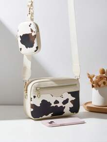 女士小方形单肩包、斜挎包、牛皮纹手提包、零钱包