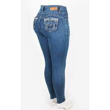 Women's Colombian Skinny Jeans - Rửa trung bình - Xem 1