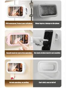 1PC 360 ° Rotating Waterproof Shower Phone Holder, Extendable, Adjustable Angle, Shower Room, Shower, Shower Phone Case, Bathroom Wall Anti Fog High-Sensitivity Cover Installation Box, Mirror, Bathtub, Kitchen, Waterproof Bathroom Touch Screen, Phone Bathroom Decoration For Summer Return To School Bathroom Storage Rack&Corner Rack