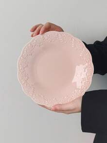 1件/2件装法式复古浮雕早餐盘、简约甜点盘、沙拉盘、水果盘、陶瓷蛋糕盘、意面盘、盛菜盘 - 彩色 - 查看 5