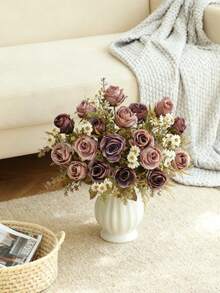 1/80 pezzi profumo di rose artificiali da 31 cm, palline ricamate, peonie e fiori misti, profumo da sposa, decorazione per matrimoni, materiali per corone fai-da-te, decorazioni per feste di compleanno, casa, sala da pranzo, soggiorno, vasi, giardino esterno, decorazioni primaverili per la casa, regali di compleanno, regali di San Valentino - Viola - Visualizzare 5